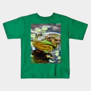 Peeping Green Frog Photograph Kids T-Shirt